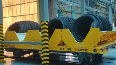 Ajoyib avtomatlashtirilgan temir yo'l transporti trolley - RGV transport vositasi